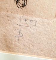 Banga Ferenc (1947-): Úton u.-"Füstölő", 1983, 56/100, rézkarc, jelzett, paszpartuban, üve...