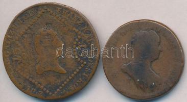 1807S 15kr Cu + 1763PH-KM Poltura Cu "Mária Terézia" T:3 ph