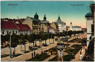 Debrecen, Ferencz József út, Debreczen szálloda, villamos (EK)