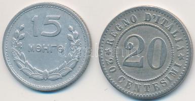 Vegyes: Olaszország 1894KB 20c Cu-Ni + Mongólia 1959. 15M Al T:2,2- Mixed: Italy 1894KB 20 Centesimi Cu-Ni + Mongolia 1959. 15 Mongo Al C:XF,VF