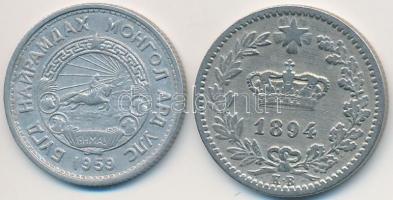 Vegyes: Olaszország 1894KB 20c Cu-Ni + Mongólia 1959. 15M Al T:2,2-
Mixed: Italy 1894KB 20 Centesim...