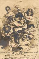 1900 Baán Mariska, Gombaszögi Margit, Márkus Emília, Küry Klára, Margó Zelma, Bárdy Gabi, Margó Zelma, Lukács Juliska; Strelisky