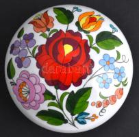 Kalocsa bonbonier, kézzel festett, hibátlan, jelzett, d: 12 cm, m: 8 cm