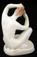 Aquincumi porcelán akt, kézzel festett, hibátlan, jelzett, m: 16 cm