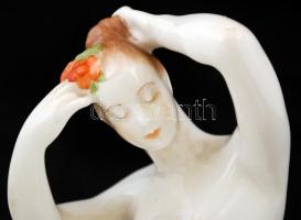 Aquincumi porcelán akt, kézzel festett, hibátlan, jelzett, m: 16 cm