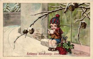 Italian art postcard, Christmas, child, C.C.M. 2517. s: Castelli (fl)