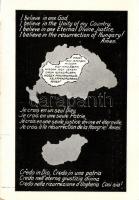 Hiszek egy Istenben... Trianon térkép; kiadja a Magyar Nemzeti Szövetség / irredenta propaganda postcard