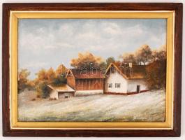 Veliczki jelzéssel: Tanyasi ház. Olaj, farost, keretben, 34×46 cm