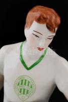 Hollóházi FTC labdarúgó, kézzel festett, jelzett, hibátlan, m:27,5 cm