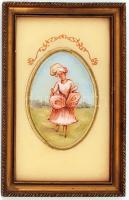 Jelzés nélkül: Nemes hölgy, vegyes technika, papír, üvegezett fa keretben, 29×17 cm