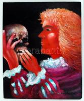 Hargitai jelzéssel: Hamlet és Yorick, olaj, farost, 48×38 cm