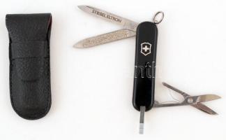 Kisméretű Stiebel Eltron többfunkciós svájci bicska késsel, reszelővel, kisollóval, fogpiszkálóval, csipesszel, saját műbőr tokjában