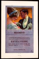 1912 Szecessziós farsangi meghívó (Geiger Richárd), Kner kiadvány, 24x15cm