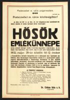 1932 Pesterzsébet város "Hősök emlékünnepe" rendezvényről szóló plakátja,hajtogatva, 47x30cm