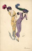 Impertinence, French Art Deco postcard B. G. Paris 575 s: Xavier Sager