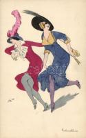 Vadrouilleuses, French Art Deco postcard B. G. Paris 575 s: Xavier Sager