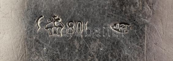 Antik, ezüst szelence, Ag., nettó:63gr, jelzett, kissé horpadt, 8x5x1cm/ Antique silver casket, Ag, ...