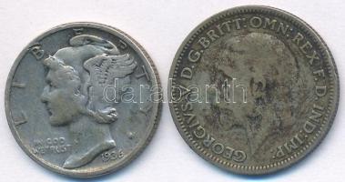Vegyes: Nagy-Britannia 1935. 6p Ag "V. György" + Amerikai Egyesült Államok 1936. 1D Ag &qu...