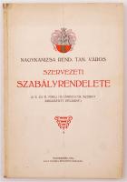 Nagykanizsa rendezett tanácsú város szervezeti szabályrendelete (a II. és III. fokú határozatok szerint kiigazított példány). Nagykanizsa, 1916, Zala Nyomda Rt. Papírkötésben, az elülső borítója meghajtva, egyébként jó állapotban.