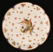 Zsolnay Főnix nyolc személyes étkészlet, kézzel festett, jelzett (Szabó Kinga), egyik mélytányéron m...