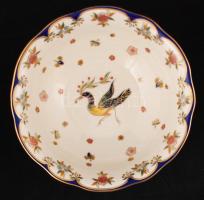 Zsolnay Főnix nyolc személyes étkészlet, kézzel festett, jelzett (Szabó Kinga), egyik mélytányéron m...