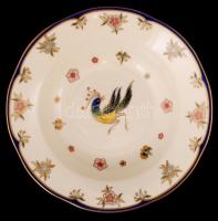 Zsolnay Főnix nyolc személyes étkészlet, kézzel festett, jelzett (Szabó Kinga), egyik mélytányéron m...