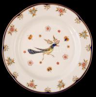 Zsolnay Főnix nyolc személyes étkészlet, kézzel festett, jelzett (Szabó Kinga), egyik mélytányéron m...