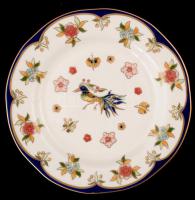 Zsolnay Főnix nyolc személyes étkészlet, kézzel festett, jelzett (Szabó Kinga), egyik mélytányéron m...