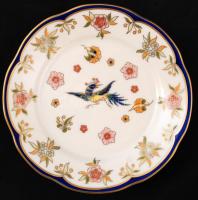 Zsolnay Főnix nyolc személyes étkészlet, kézzel festett, jelzett (Szabó Kinga), egyik mélytányéron m...