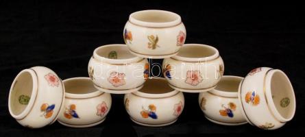 Zsolnay Főnix nyolc személyes étkészlet, kézzel festett, jelzett (Szabó Kinga), egyik mélytányéron m...