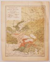cca 1880 Felső Ázsia néprajzi térkép, Ethnographische Karte Hoch Asien, prof. dr. K. E. v. Ujfalvy, 1:500,000, sérült, kissé gyűrött, 29x22cm