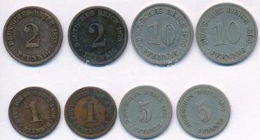 Német Birodalom 1875-1900. 1pf-10pf (8xklf) T:vegyes German Empire 1875-1900. 1 Pfennig - 10 Pfennig (8xdiff) C:mixed