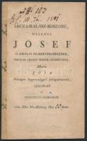 1801 Búza-kalász-koszorú, mellyel Jósef ő királyi fő-hertzegségének, Magyar Ország nádor-ispánnyának, midőn tőle Felséges kegyességgel látogattatnék, tisztelkedik a Kesztehlyi Georgikon. 1801. aug. 23. Kissé kopottas, de alapvetően jó állapotban, 8 p.