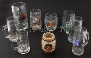 Kerámia és üveg korsók mindenféle méretben, hibátlanok, összesen: 9 db