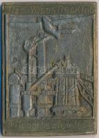 ~1950. "Ózdi Vasas Repülő Klub - II. Kongresszus tiszteletére" fém plakett (90,5x65mm) T:2-