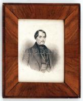 Benjamin jelzéssel: Ismeretlen híresség kőnyomatos portréja. Litho. Üvegezett fa keretben. 30x40 cm