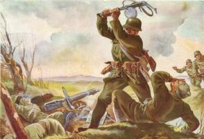 Antal Pál őrmester rajtaütése / WWII Hungarian military '1943 Haditudósító Kiállítás a Pesti Vigadóban' So. Stpl s: Gönczi Gebhardt