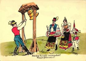Boldog Húsvéti Ünnepeket! Magyar feltámadást! / Easter, Hungarian irredenta, folklore, artist signed