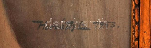 Horváth László (1934- ): Népviseletes fiatal lány portréja, olaj, vászon, jelzett, díszes, sérült an...