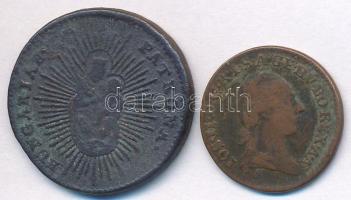 1766. Rézdénár "Mária Terézia" zárt korona + 1781S 1/4kr Cu "II. József" T:2-,3
...