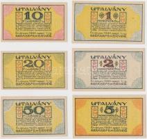 Székesfehérvár 1921. "Légszeszgyár és Vegyiművek Részv.-Társ." 10f + 20f + 50f + 1K + 2K +...