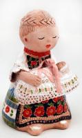 M M Sióagárd jelzéssel: Gyermekét ringató anya, mázas kerámia, kézzel festett, jelzett, hibátlan, m:18cm