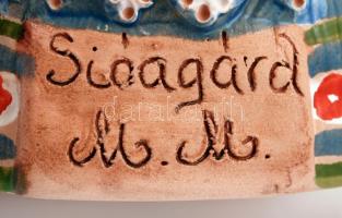 M M Sióagárd jelzéssel: Gyermekét ringató anya, mázas kerámia, kézzel festett, jelzett, hibátlan, m:...