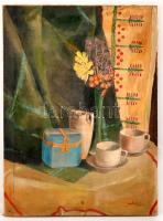 Molnár jelzéssel: Konyhai csendélet, olaj, vászon, 75×53,5 cm