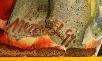 Hincz jelzéssel: Nonfiguratív, akvarell, papír, üvegezett fa keretben, 16×22,5 cm