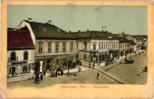 Szászrégen, Reghin; Főtér, Friedrich Gross kereskedése, kiadja Rudolf Burghardt / main square, shop (wet damage)