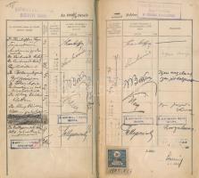 1903, 1908 A budapesti királyi magyar tudomány-egyetem orvostanhallgatónak kiállított lecke- és szolgálati könyve, benne érdekes aláírásokkal, Eötvös Loránd, Lenhossék Mihály, Than Károly, Mágócsy-Dietz Sándor, stb.