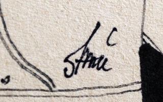 Szász jelzéssel: Nőalak, tus, karton, 40×13 cm