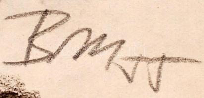 BM jelzéssel: Legelésző ló. Szén, papír, sarkain kis szakadásokkal, 21×30 cm