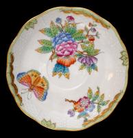 Herendi Viktória mintás teás csésze és alj, kézzel festett, jelzett, hibátlan